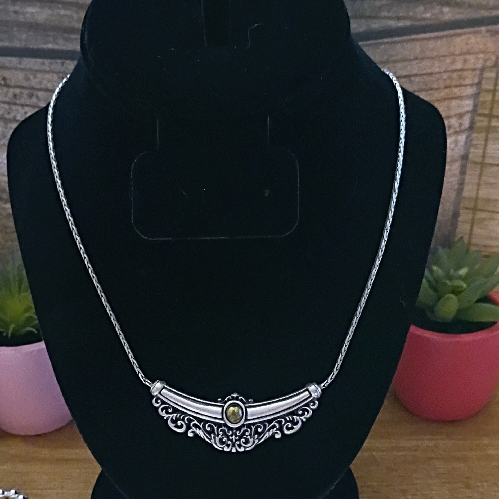 Vintage Brighton Elegant Silver Necklace with Gold Accent